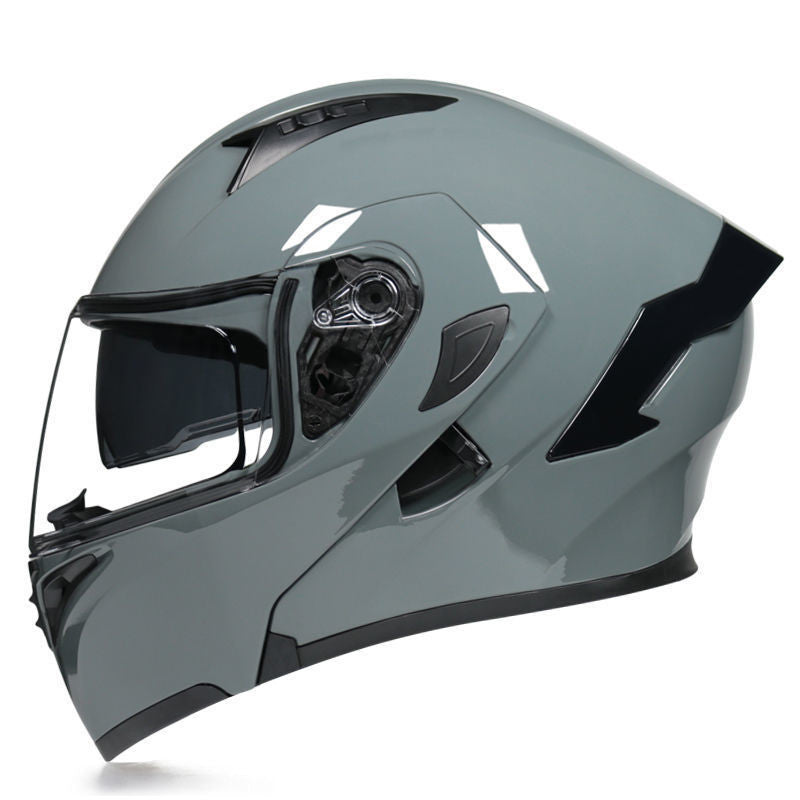BlackRoadGear Half Helmet Helmet Personality Winter Locomotive Gray